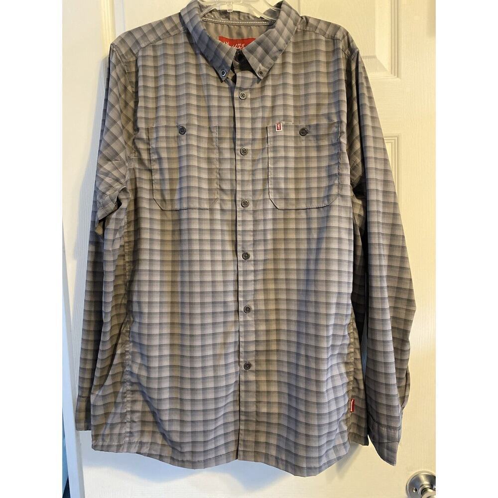 John Browning Heritage Collection Mens Large Gray Plaid Long Sleeve Button Shirt